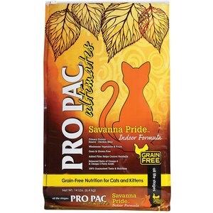 Pro Pac Ultimates Savanna Pride Chicken Grain-Free Indoor Dry Cat Food, 14-lb bag, bundle of 2
