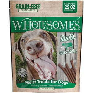 Wholesomes Tank's Jerky Sticks Grain-Free Dog Treats, 25-oz bag, bundle of 2