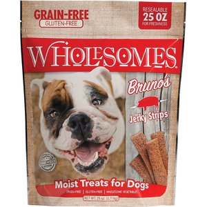 Wholesomes Bruno's Jerky Strips Grain-Free Dog Treats, 25-oz bag, bundle of 2
