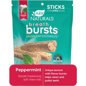 Ark Naturals Breath Bursts Peppermint Sticks Dental Dog Treats, 6-oz bag
