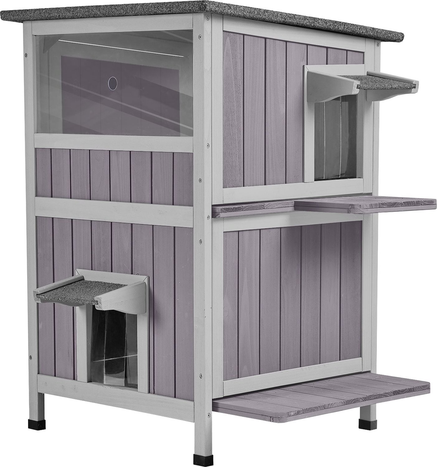 AIVITUVIN AIR14-1 Two Tier Wooden Cat House with Waterproof Roof & Door ...