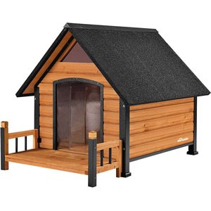 Aivituvin Strong Iron Frame Outdoor Dog House with Porch, Small, Brown
