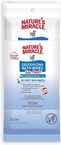 NATURE'S MIRACLE Deodorizing Bath Sunkissed Breeze Scent Dog Wipes