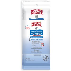 Nature's Miracle Deodorizing Bath Sunkissed Breeze Scent Dog Wipes, 2-Pack, 50 count