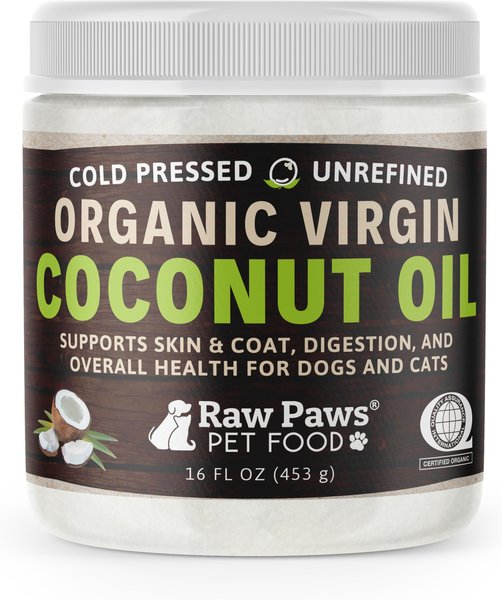 Raw Paws Organic Virgin Coconut Oil Dog & Cat Food Topper, 16-oz jar slide 1 of 5