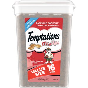 Temptations MixUps Backyard Cookout Flavor Soft & Crunchy Cat Treats, 16-oz tub