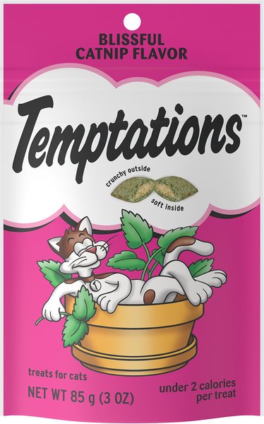 Temptations Classic Blissful Catnip Flavor Soft & Crunchy Cat Treats, 3-oz bag slide 1 of 8