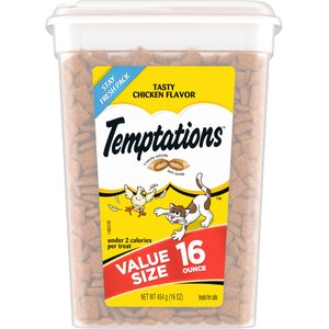 Temptations Classic Tasty Chicken Flavor Soft & Crunchy Cat Treats, 16-oz tub