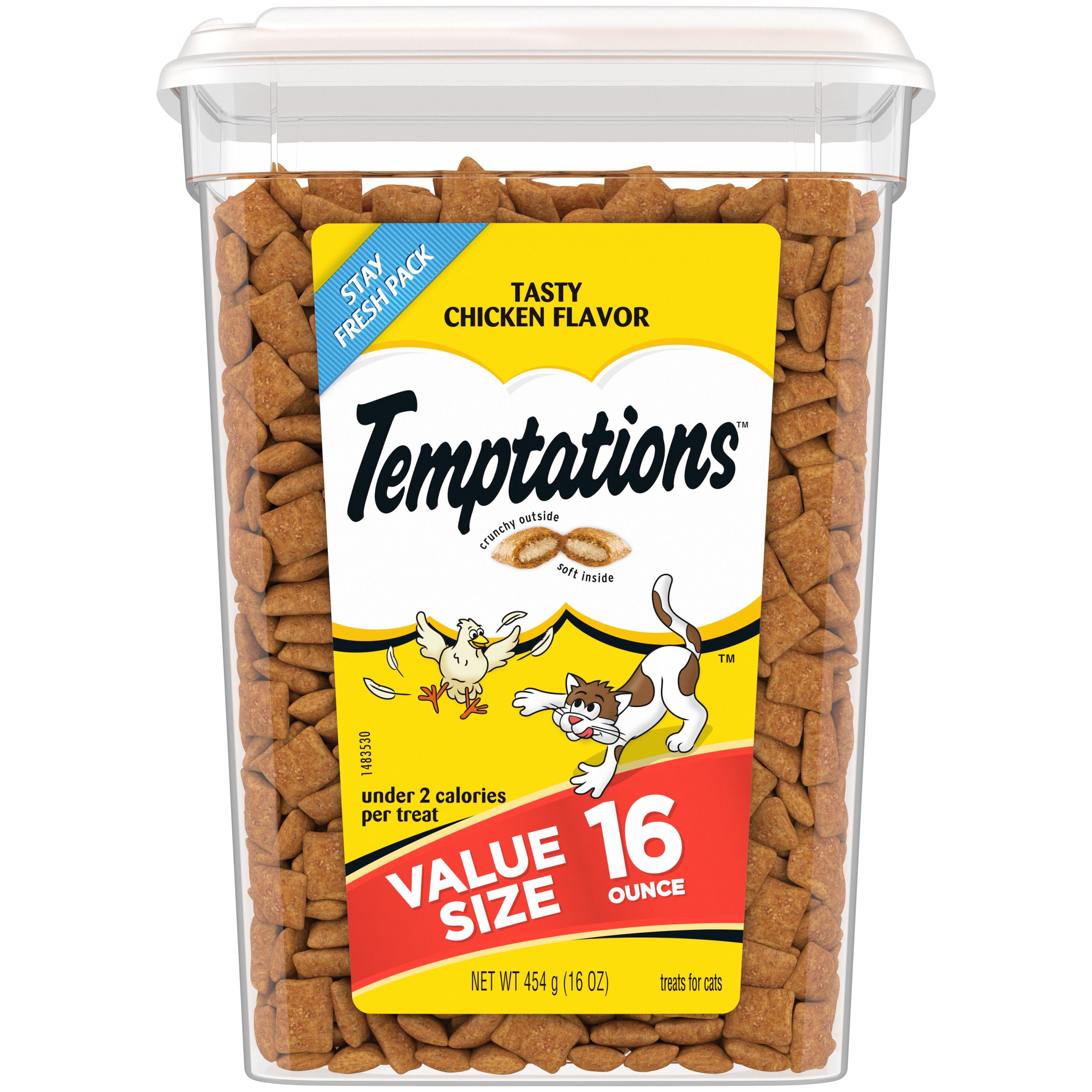 How many calories are in each Temptations hairball treat?