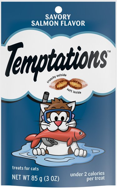 Temptations Classic Savory Salmon Flavor Soft & Crunchy Cat Treats, 3-oz bag slide 1 of 8