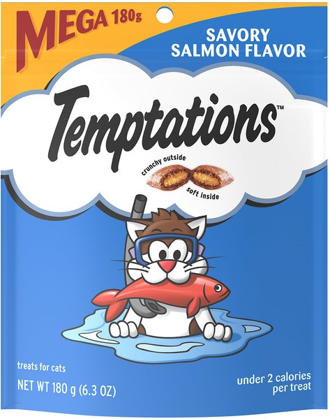 Temptations Classic Savory Salmon Flavor Soft & Crunchy Cat Treats, 6.3-oz bag slide 1 of 8