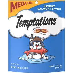 Temptations Classic Savory Salmon Flavor Soft & Crunchy Cat Treats, 6.3-oz bag