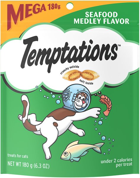 Temptations Classic Seafood Medley Flavor Soft & Crunchy Cat Treats, 6.3-oz bag slide 1 of 8