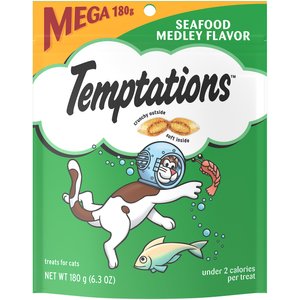 Temptations Classic Seafood Medley Flavor Soft & Crunchy Cat Treats, 6.3-oz bag