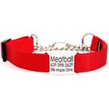 Mimi Green Personalized Chain Martingale Dog Collar, Red, Large