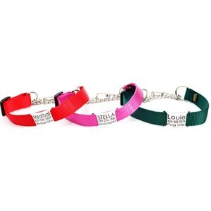Mimi Green Personalized Chain Martingale Dog Collar, Peacock, Large