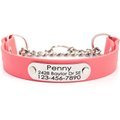 Mimi Green Waterproof Leather Martingale Dog Collar with Engraved Riveted Nameplate, Coral Pink, Medium