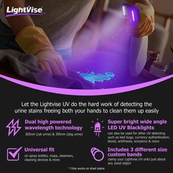 Lightvise Universal LED Clamp-On Dual UV Dog & Cat Pet Urine Stain Detector Magnetic Flashlight, Black slide 1 of 6
