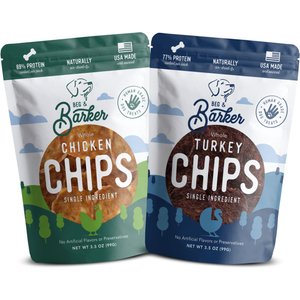 Beg & Barker Fowl Combo Whole Chicken & Turkey Chips Natural Single Ingredient Dog Treats, 3.5-oz, case of 2