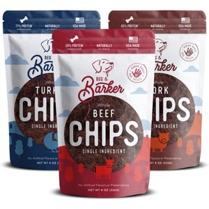 Beg & Barker The Countryside Collection Variety Whole Beef Turkey & Pork Chips Natural Single Ingredient Dog Treats, 8-oz bag, case of 3
