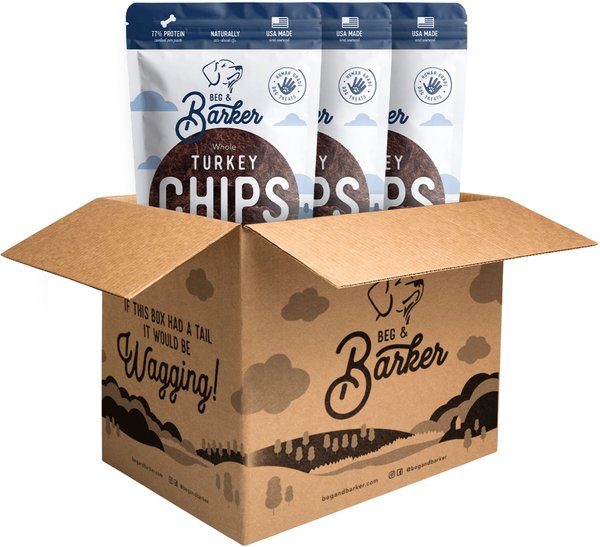 Beg & Barker Triple Whole Turkey Chips Natural Single Ingredient Dog Treats, 8-oz bag, case of 3 slide 1 of 10