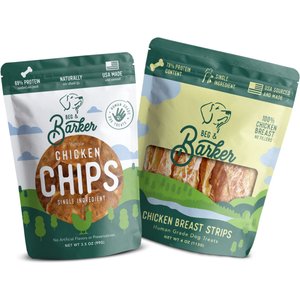 Beg & Barker Whole Chicken Jerky Strip & Chips Natural Single Ingredient Dog Treats, 4-oz & 3.5-oz, case of 2