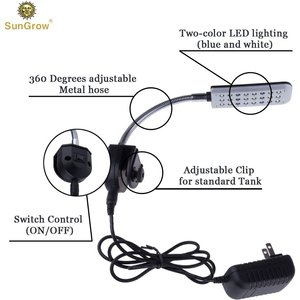 SunGrow Freshwater Fish Tank Clip-On Aquarium LED Light Fixture