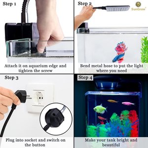 SunGrow Freshwater Fish Tank Clip-On Aquarium LED Light Fixture