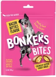 Bonkers Dog Bites Bacon Bitties Flavored Crunchy Dog Treats, 5.3-oz bag, 1 count