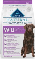 Blue Buffalo Natural Veterinary Diet W+U Weight Management + Urinary Care Dry Dog Food, 22-lb bag