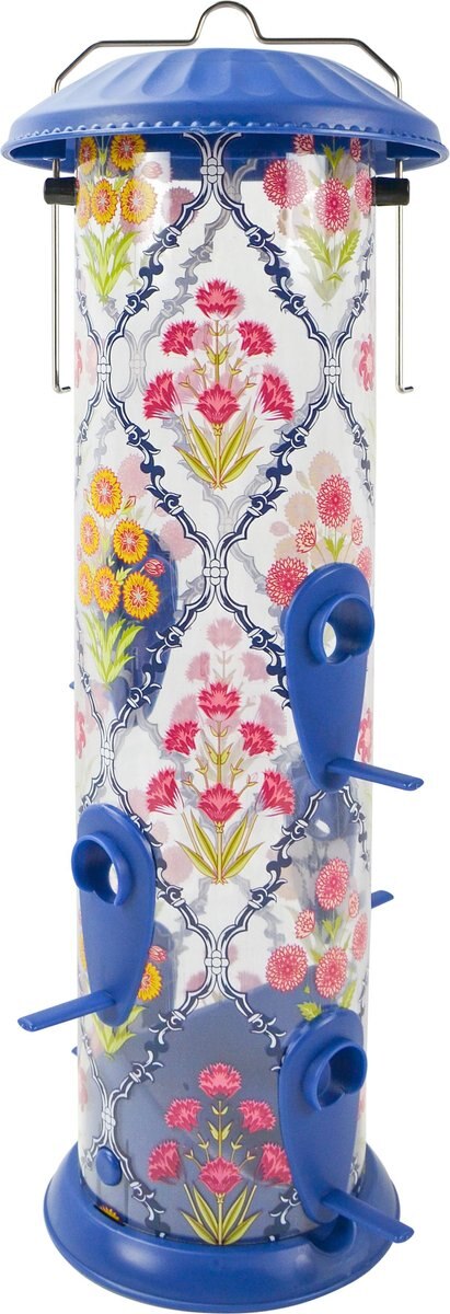 Natures Way Bird Products Garden Floral Easy Clean Bird Feeder, Blue, 2.8-qt