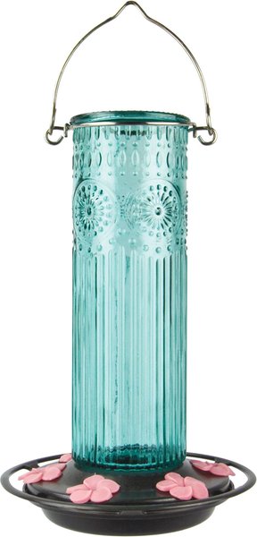Natures Way Bird Products Antique Glass Gravity Hummingbird Feeder, Teal, 28-oz