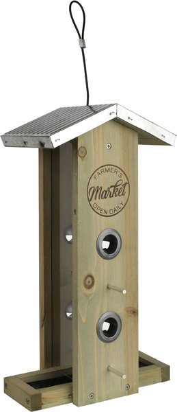 Natures Way Bird Products Rustic Weathered Vertical Hopper Bird Feeder, Brown, 1.5-qt