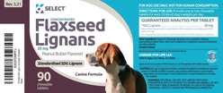 K9 Select Flaxseed Peanut Butter SDG Lignans Dog Hormone Supplement, 20 mg, 90 count slide 2 of 2