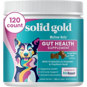 Solid Gold Mellow Belly Digestive Chews Supplement for Dogs, 120 count