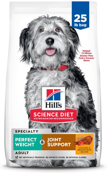 HILL'S SCIENCE DIET Perfect Weight & Joint Support Chicken Flavored Adult  Dry Dog Food, 25-lb bag - Chewy.com