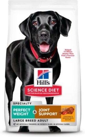 Hill's Science Diet Perfect Weight & Joint Support Chicken Flavored Large Breed Adult Dry Dog Food, 25-lb bag slide 1 of 9