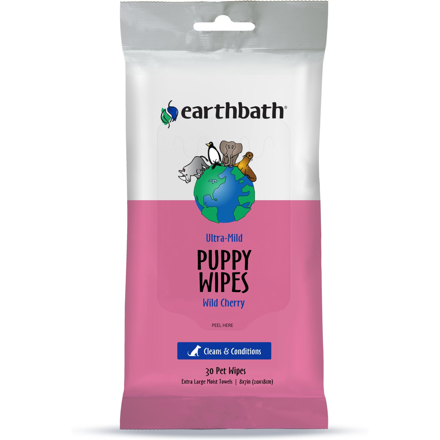 Earthbath Ultra-Mild Wild Cherry Grooming Wipes for Puppies