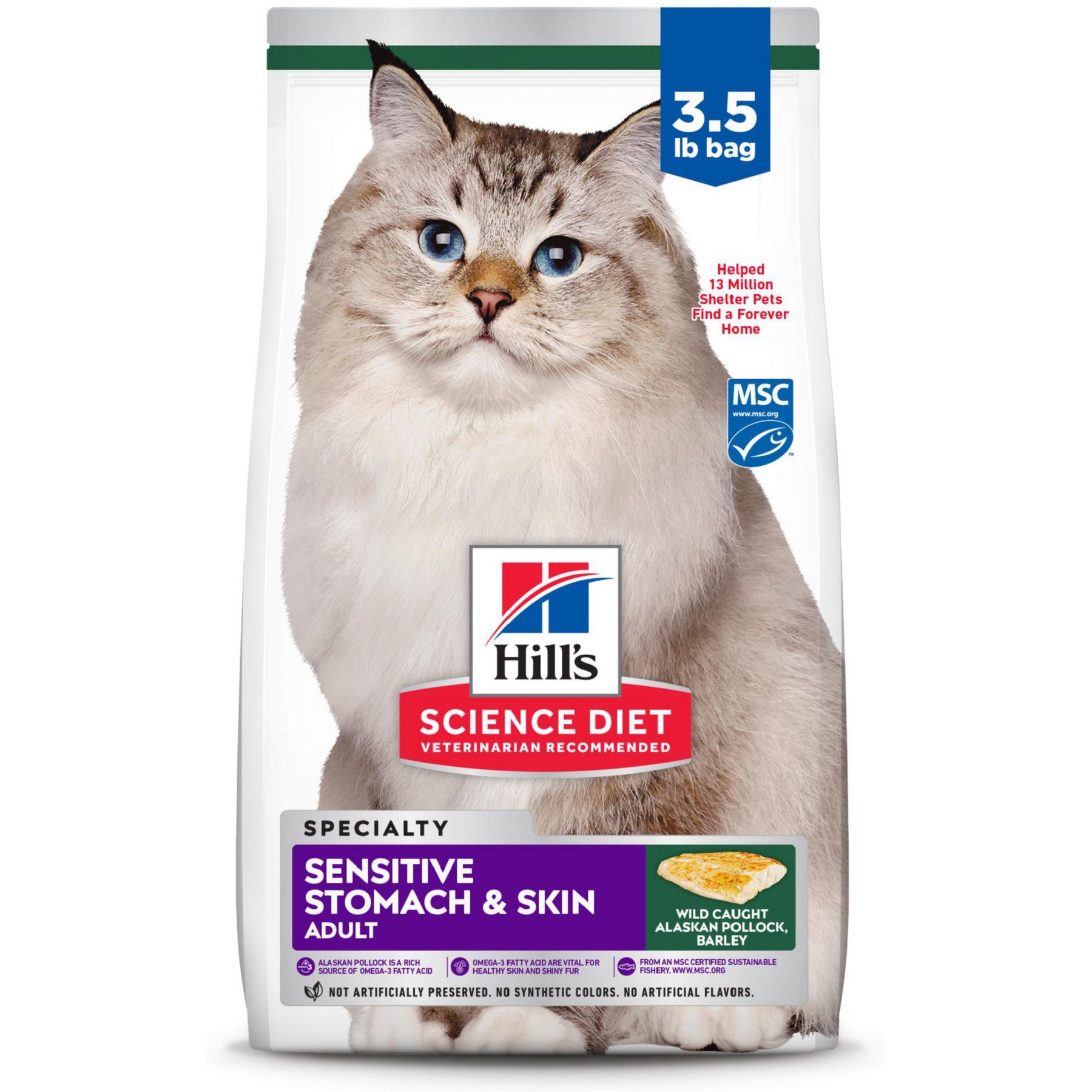 Hill s Science Diet Sensitive Stomach Sensitive Skin Pollock Meal Barley Recipe Adult Dry Cat Food