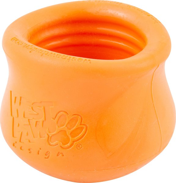 West Paw Zogoflex Toppl Tough Treat Dispensing Dog Chew Toy, Tangerine, Small slide 1 of 11