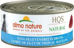 Almo Nature HQS Natural Tuna Fillet Entree in Broth Wet Dog Food, 5.5-oz can, case of 12
