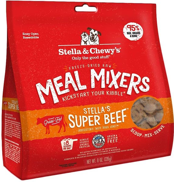 Stella & Chewy's Stella's Super Beef Meal Mixers Freeze-Dried Raw Dog Food Topper, 8-oz bag slide 1 of 6