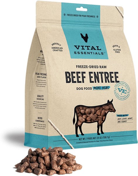 Vital Essentials Freeze-Dried Raw Beef Entree Mini Nibs Dog Food, 25-oz bag slide 1 of 7