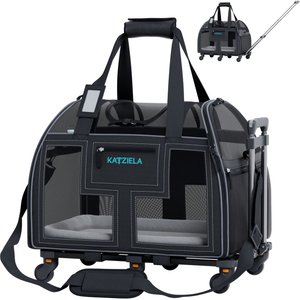 Katziela Luxury Lorry Pro Removable Wheels & Double Telescopic Handle Dog & Cat Carrier, Gray
