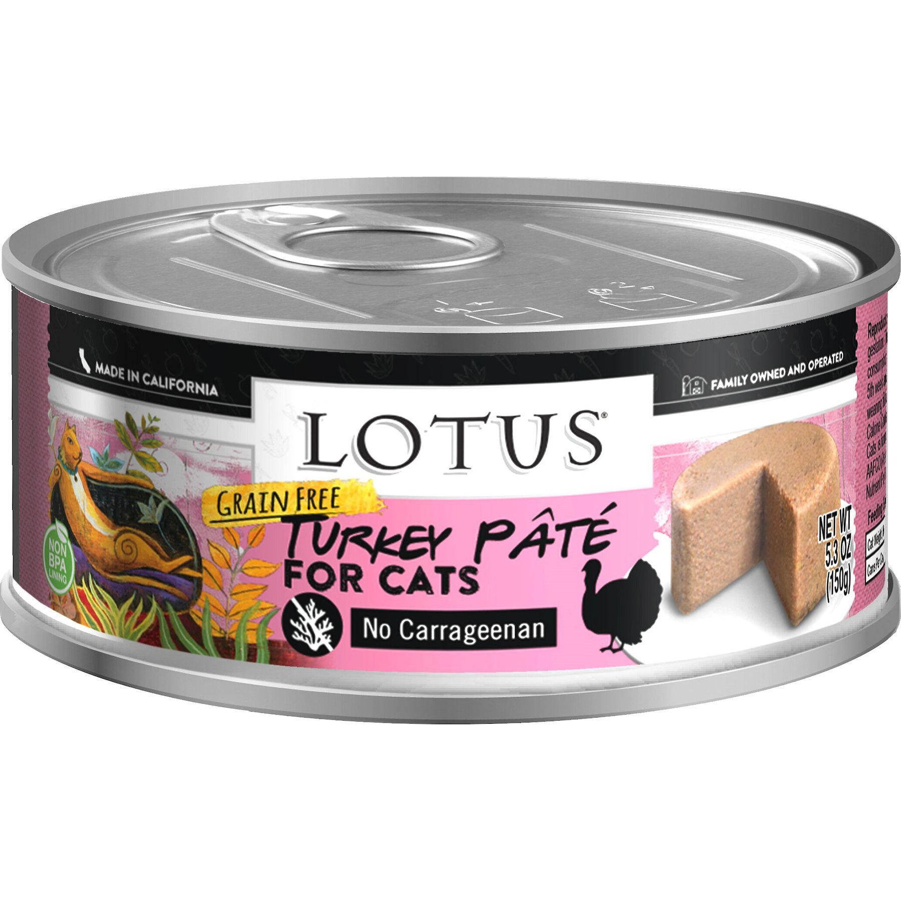 LOTUS Turkey Pate Grain Free Canned Cat Food 5.5 oz case of