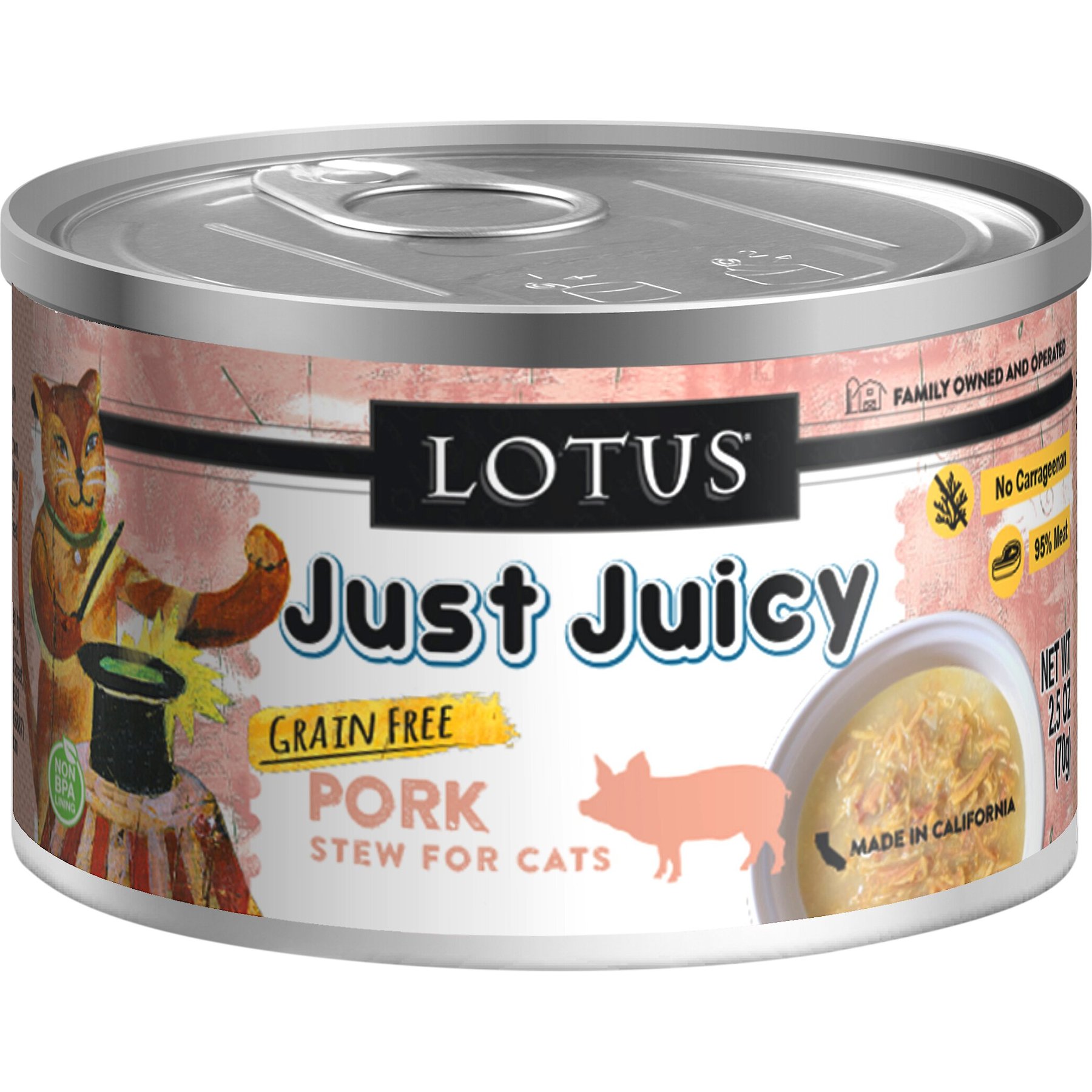 LOTUS Just Juicy Pork Stew Grain Free Canned Cat Food 5.3 oz