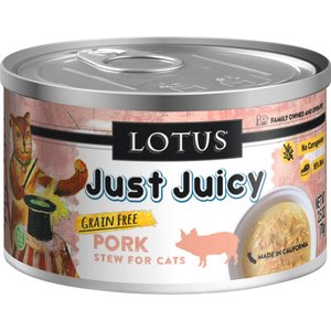 Lotus Just Juicy Pork Stew Grain-Free Canned Cat Food, 5.3-oz, case of 24