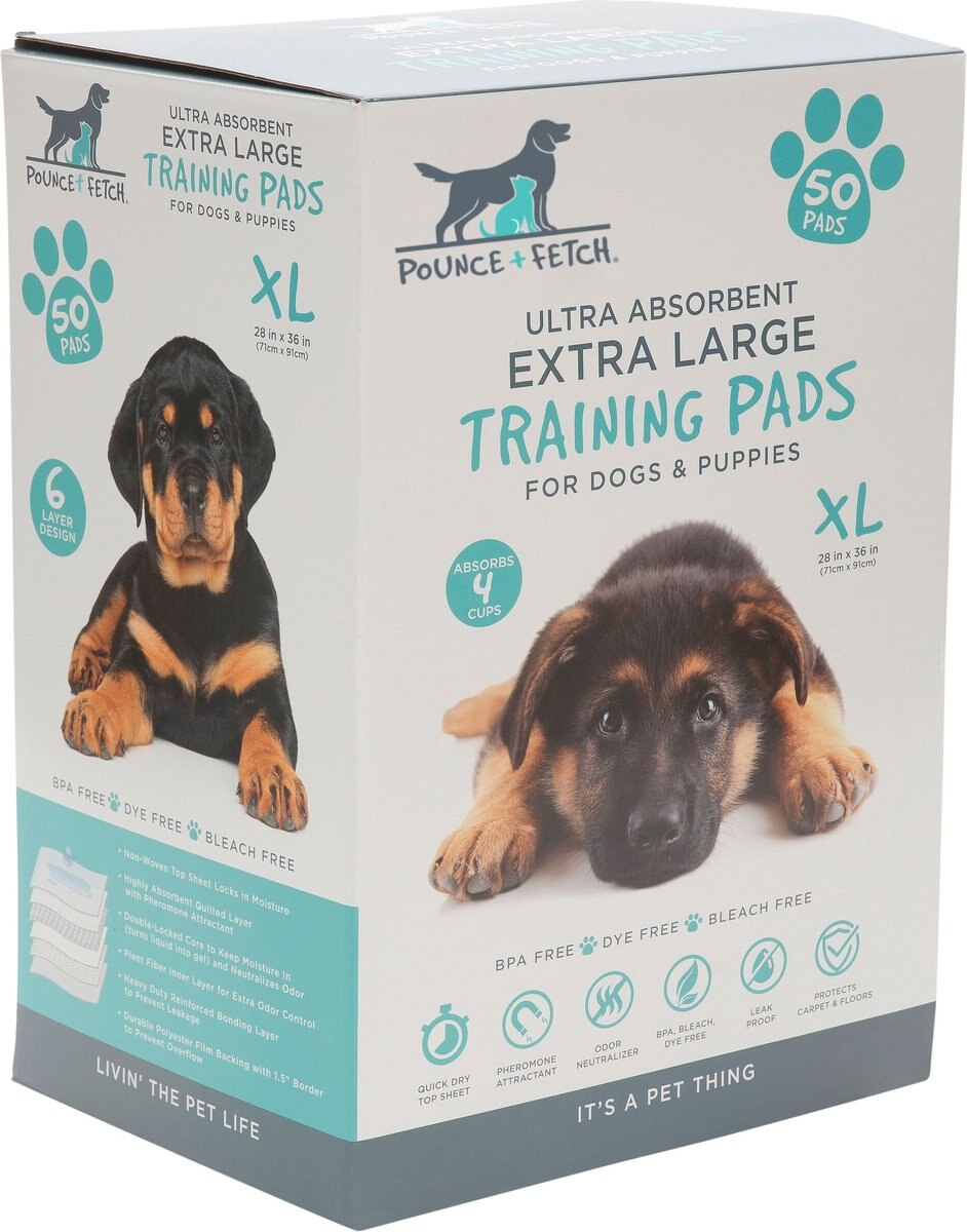 POUNCE + FETCH Extra Large Ultra Absorbing Dog Training Pads, 50 count