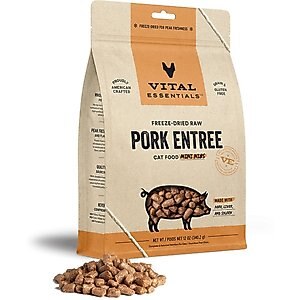 Vital Essentials Freeze-Dried Raw Pork Mini Nibs Entree Cat Food, 12-oz bag