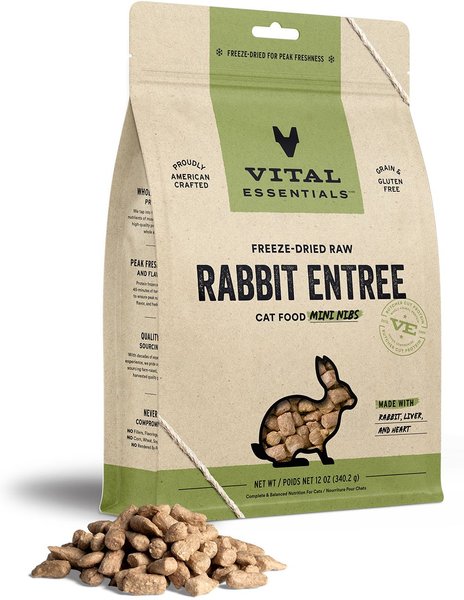Vital Essentials Freeze-Dried Raw Rabbit Mini Nibs Entree Cat Food, 12-oz bag slide 1 of 7